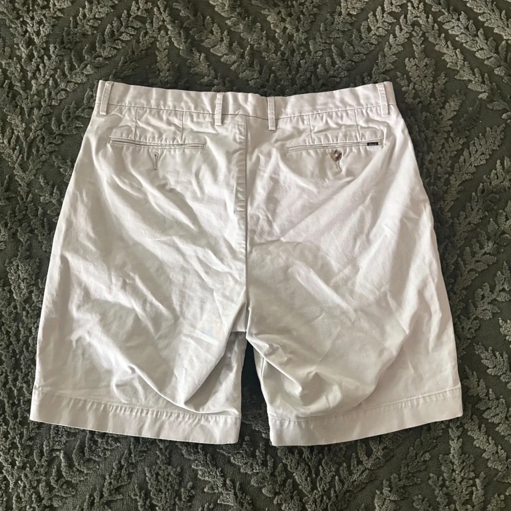 Polo Ralph Lauren Mens Chino Shorts Beige Khaki Flat Front Cotton Size 35 - Picture 3 of 4